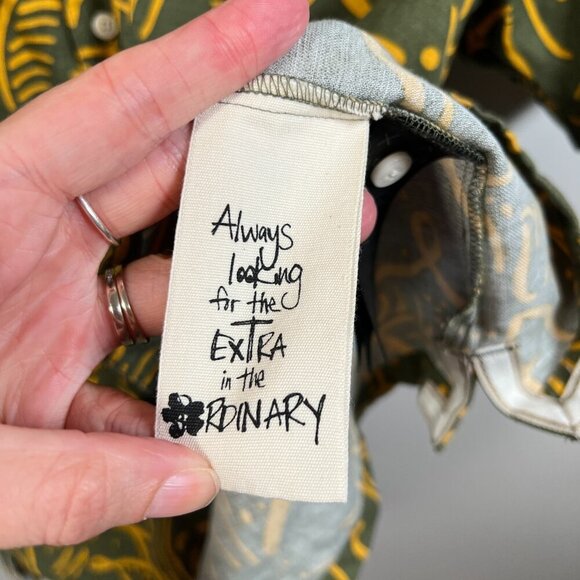 Ted Baker Viktor Linen Blend Short Sleeve Top Size 4 US Large Green Floral - Picture 8 of 9